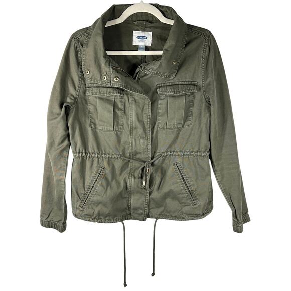 Old Navy Canvas Field Jacket Women's M Olive Green Zip Gorpcore Pockets Military - Picture 1 of 12